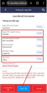 Chuyển khoản để lên điểm
